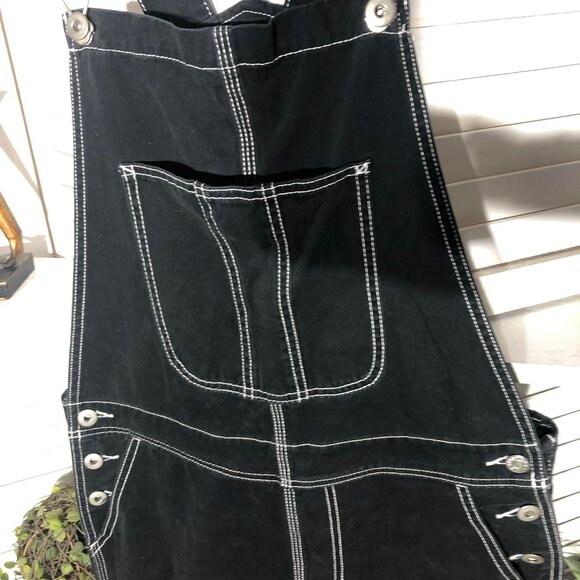 Forever 21 Denim Overalls Jumpsuit Contrast Stitch Blue Small - Picture 11 of 15